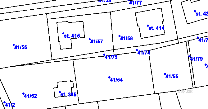 Parcela st. 41/75 v KÚ Nový Jáchymov, Katastrální mapa