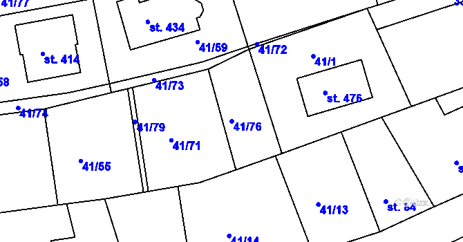 Parcela st. 41/76 v KÚ Nový Jáchymov, Katastrální mapa