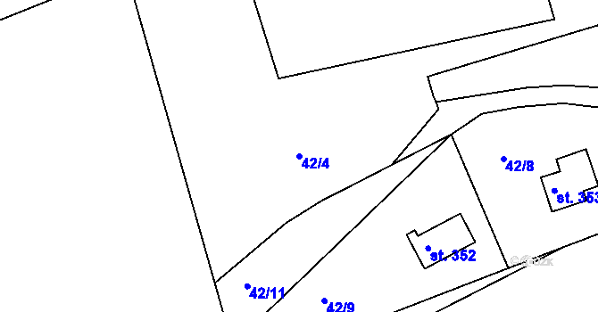 Parcela st. 42/4 v KÚ Nový Jáchymov, Katastrální mapa