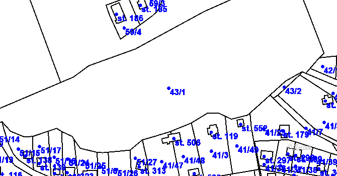 Parcela st. 43/1 v KÚ Nový Jáchymov, Katastrální mapa