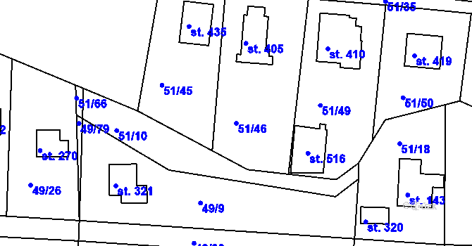 Parcela st. 51/46 v KÚ Nový Jáchymov, Katastrální mapa
