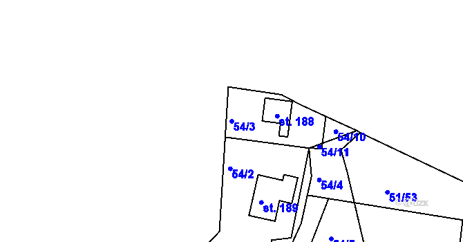 Parcela st. 54/3 v KÚ Nový Jáchymov, Katastrální mapa