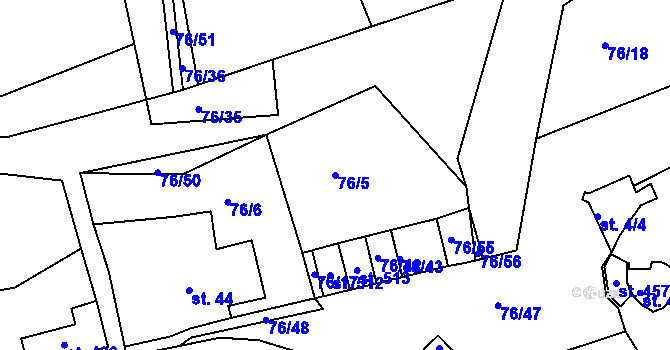Parcela st. 76/5 v KÚ Nový Jáchymov, Katastrální mapa