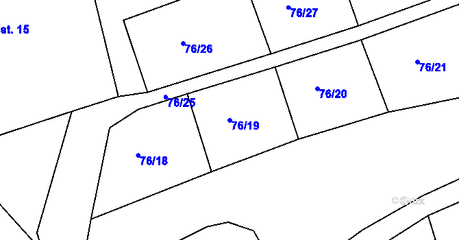 Parcela st. 76/19 v KÚ Nový Jáchymov, Katastrální mapa