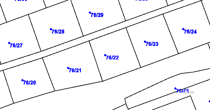 Parcela st. 76/22 v KÚ Nový Jáchymov, Katastrální mapa