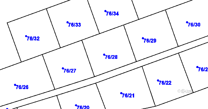 Parcela st. 76/28 v KÚ Nový Jáchymov, Katastrální mapa