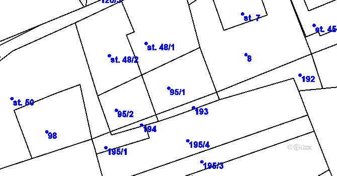 Parcela st. 95/1 v KÚ Nový Jáchymov, Katastrální mapa