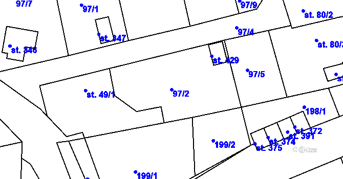 Parcela st. 97/2 v KÚ Nový Jáchymov, Katastrální mapa
