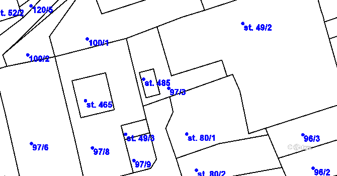 Parcela st. 97/3 v KÚ Nový Jáchymov, Katastrální mapa