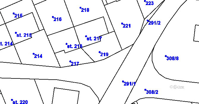 Parcela st. 219 v KÚ Nový Jáchymov, Katastrální mapa