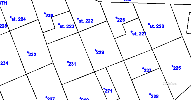 Parcela st. 229 v KÚ Nový Jáchymov, Katastrální mapa