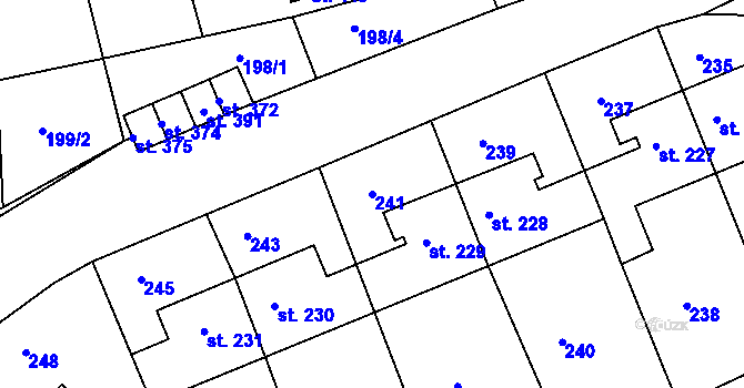 Parcela st. 241 v KÚ Nový Jáchymov, Katastrální mapa