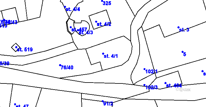 Parcela st. 4/1 v KÚ Nový Jáchymov, Katastrální mapa