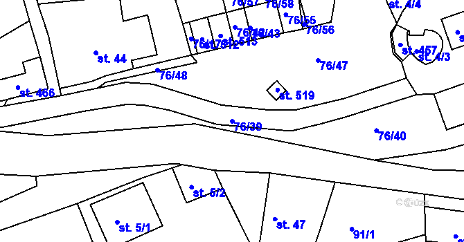 Parcela st. 76/39 v KÚ Nový Jáchymov, Katastrální mapa