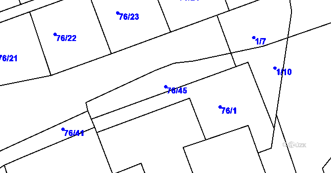 Parcela st. 76/45 v KÚ Nový Jáchymov, Katastrální mapa