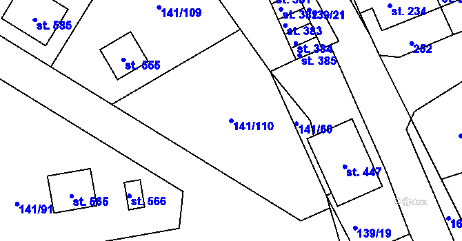 Parcela st. 141/110 v KÚ Nový Jáchymov, Katastrální mapa