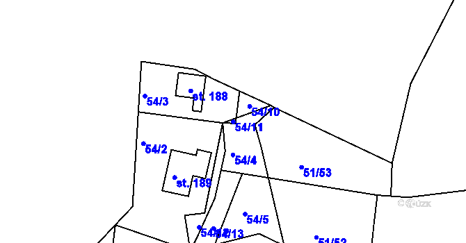 Parcela st. 54/11 v KÚ Nový Jáchymov, Katastrální mapa