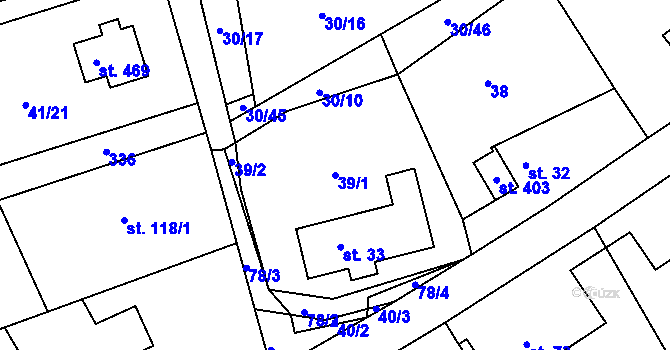 Parcela st. 39/1 v KÚ Nový Jáchymov, Katastrální mapa