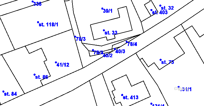 Parcela st. 40/2 v KÚ Nový Jáchymov, Katastrální mapa