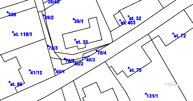 Parcela st. 78/4 v KÚ Nový Jáchymov, Katastrální mapa