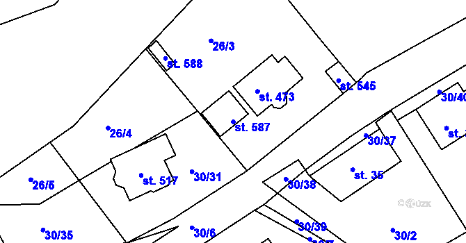 Parcela st. 587 v KÚ Nový Jáchymov, Katastrální mapa