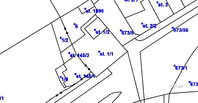 Parcela st. 1/1 v KÚ Nový Jičín-Horní Předměstí, Katastrální mapa