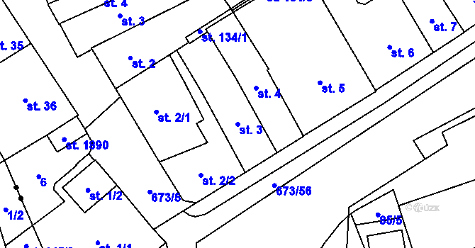 Parcela st. 3 v KÚ Nový Jičín-Horní Předměstí, Katastrální mapa