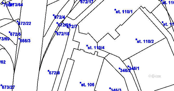 Parcela st. 110/4 v KÚ Nový Jičín-Horní Předměstí, Katastrální mapa