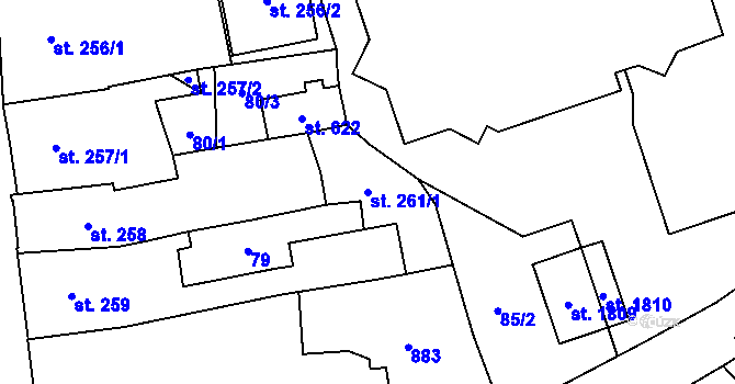 Parcela st. 261/1 v KÚ Nový Jičín-Horní Předměstí, Katastrální mapa