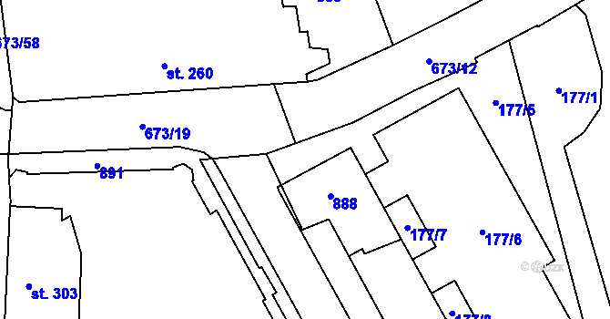 Parcela st. 266/1 v KÚ Nový Jičín-Horní Předměstí, Katastrální mapa