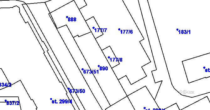 Parcela st. 266/2 v KÚ Nový Jičín-Horní Předměstí, Katastrální mapa