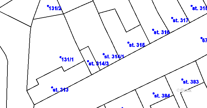 Parcela st. 314/1 v KÚ Nový Jičín-Horní Předměstí, Katastrální mapa