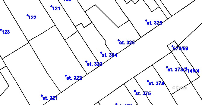 Parcela st. 324 v KÚ Nový Jičín-Horní Předměstí, Katastrální mapa