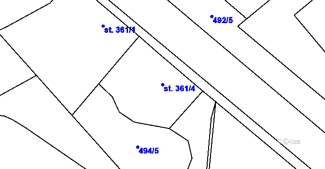 Parcela st. 361/4 v KÚ Nový Jičín-Horní Předměstí, Katastrální mapa