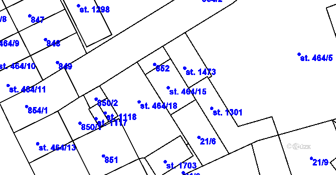 Parcela st. 464/15 v KÚ Nový Jičín-Horní Předměstí, Katastrální mapa