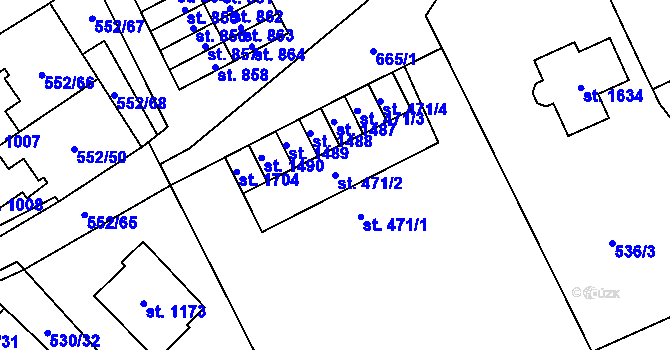 Parcela st. 471/2 v KÚ Nový Jičín-Horní Předměstí, Katastrální mapa