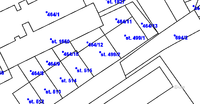 Parcela st. 499/2 v KÚ Nový Jičín-Horní Předměstí, Katastrální mapa