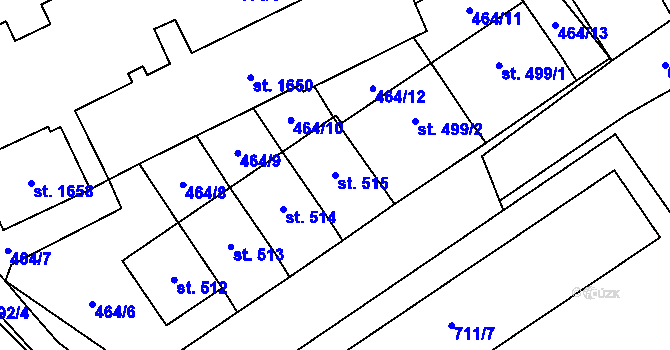 Parcela st. 515 v KÚ Nový Jičín-Horní Předměstí, Katastrální mapa