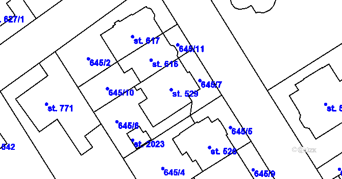 Parcela st. 529 v KÚ Nový Jičín-Horní Předměstí, Katastrální mapa