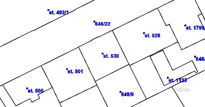 Parcela st. 530 v KÚ Nový Jičín-Horní Předměstí, Katastrální mapa