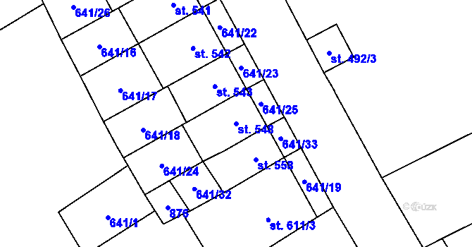 Parcela st. 548 v KÚ Nový Jičín-Horní Předměstí, Katastrální mapa