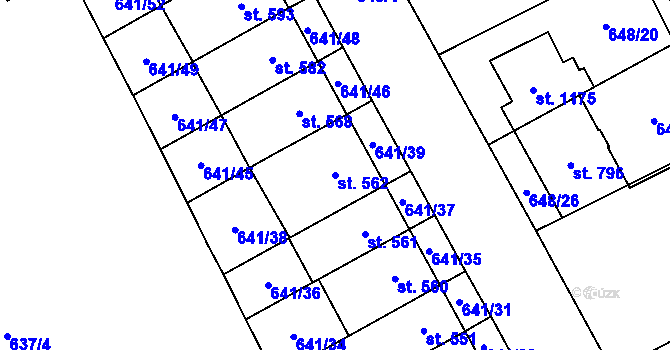 Parcela st. 562 v KÚ Nový Jičín-Horní Předměstí, Katastrální mapa