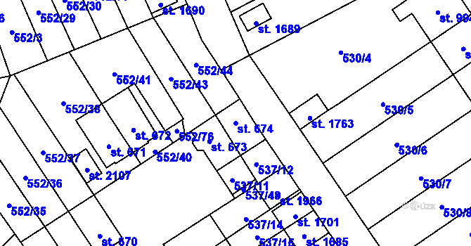 Parcela st. 674 v KÚ Nový Jičín-Horní Předměstí, Katastrální mapa