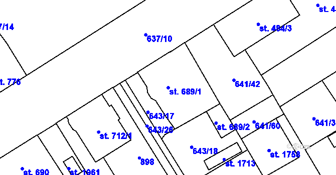 Parcela st. 689/1 v KÚ Nový Jičín-Horní Předměstí, Katastrální mapa