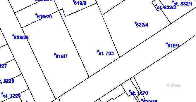 Parcela st. 703 v KÚ Nový Jičín-Horní Předměstí, Katastrální mapa