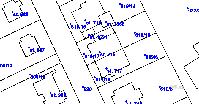 Parcela st. 716 v KÚ Nový Jičín-Horní Předměstí, Katastrální mapa