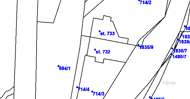 Parcela st. 732 v KÚ Nový Jičín-Horní Předměstí, Katastrální mapa