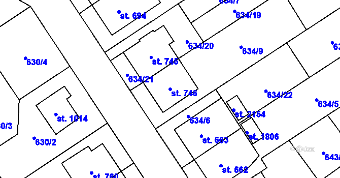 Parcela st. 746 v KÚ Nový Jičín-Horní Předměstí, Katastrální mapa