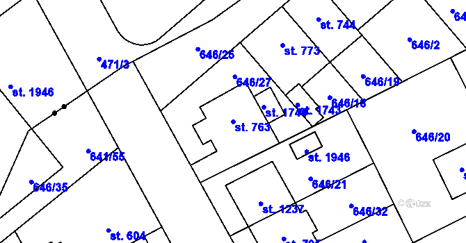 Parcela st. 763 v KÚ Nový Jičín-Horní Předměstí, Katastrální mapa