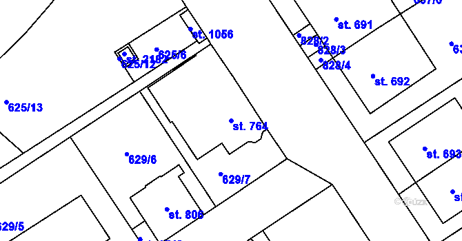 Parcela st. 764 v KÚ Nový Jičín-Horní Předměstí, Katastrální mapa